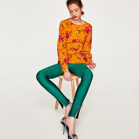 NWT Zara STUDIO Emerald Green Leggings Ponte Pant - Picture 3 of 8